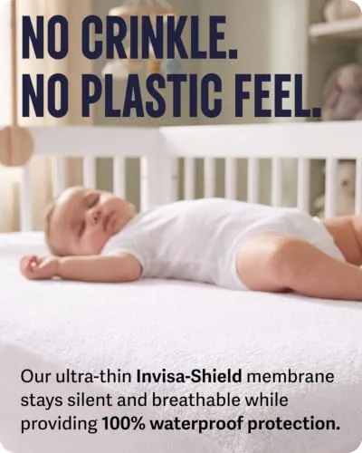 Crib Mattress Protector in Pure White, view 2
