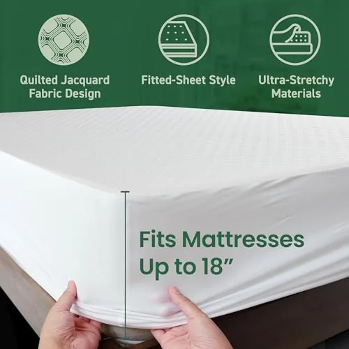 Queen Mattress Protector in Off White